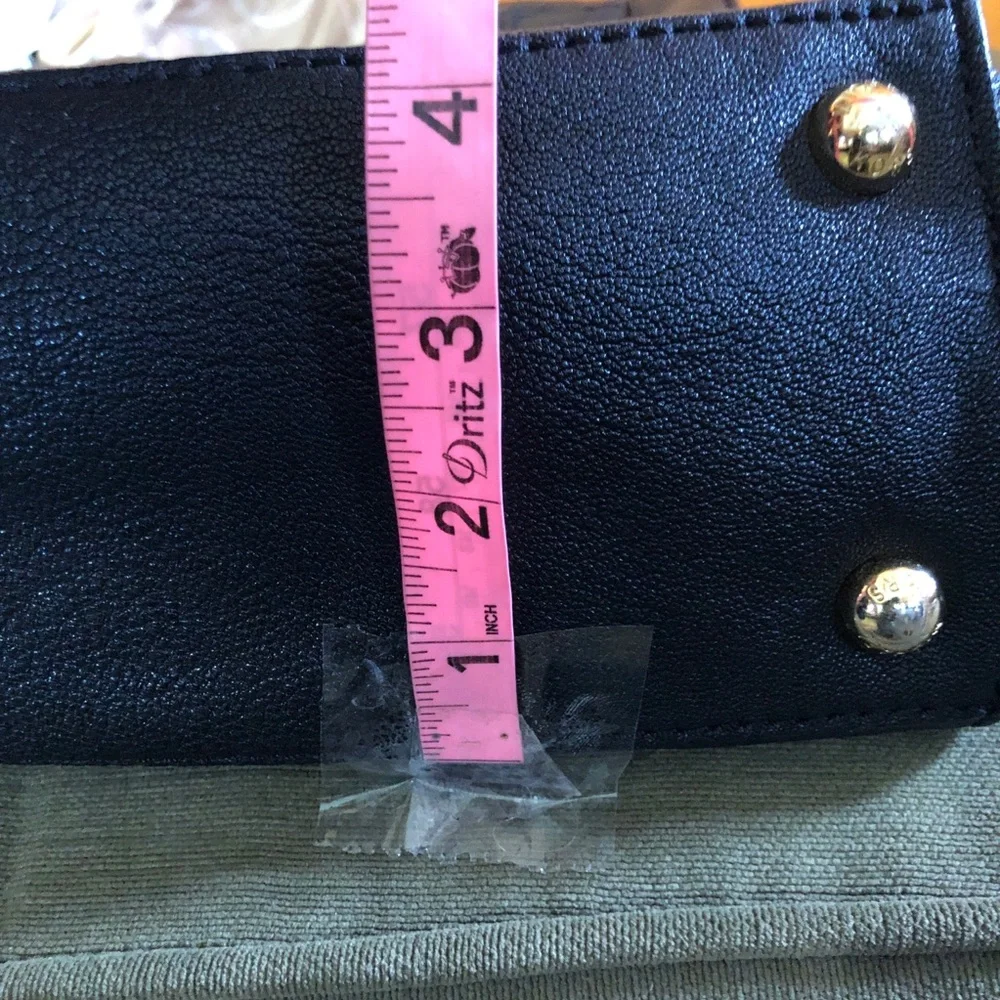 Michael Kors Black Leather Satchel Handbag with Gold Hardware and Chain Strap